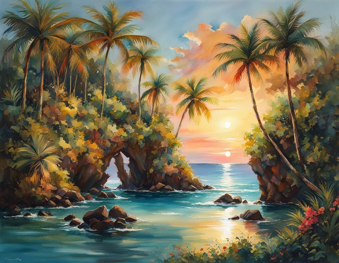 An island oasis in the Caribbean, color corrected complementary colors contrasting colors volumetric ...  by @JACK ANDREASEN