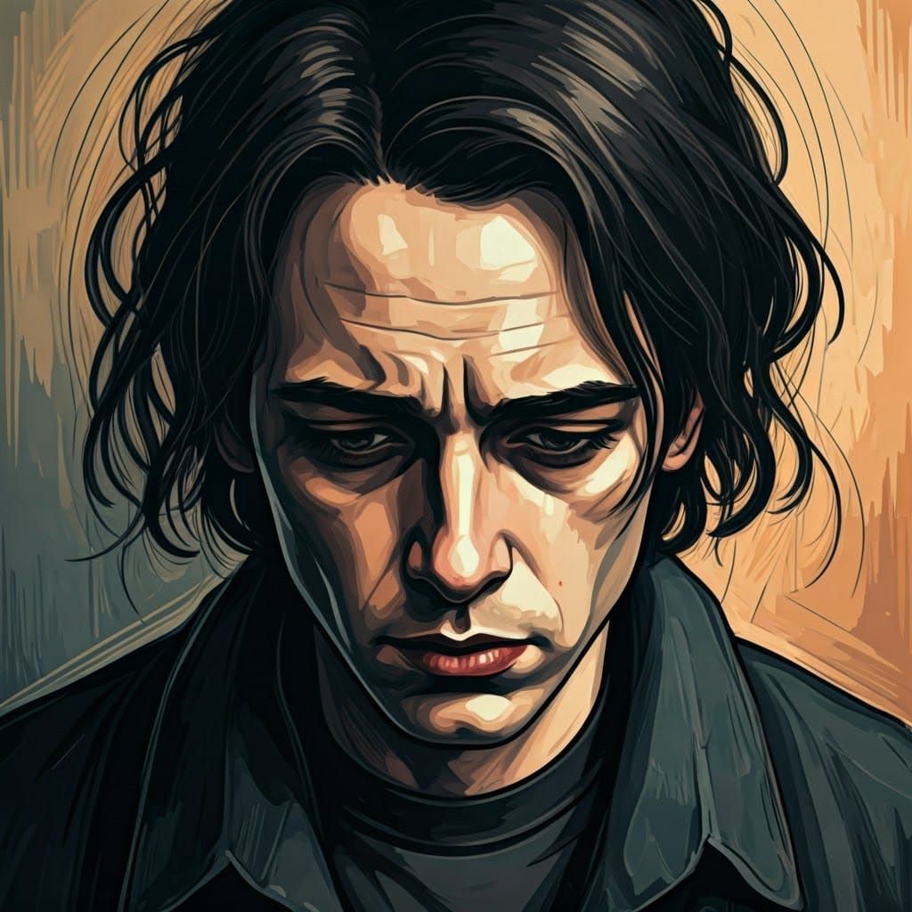 Melancholic Portrait of Inner Sorrow