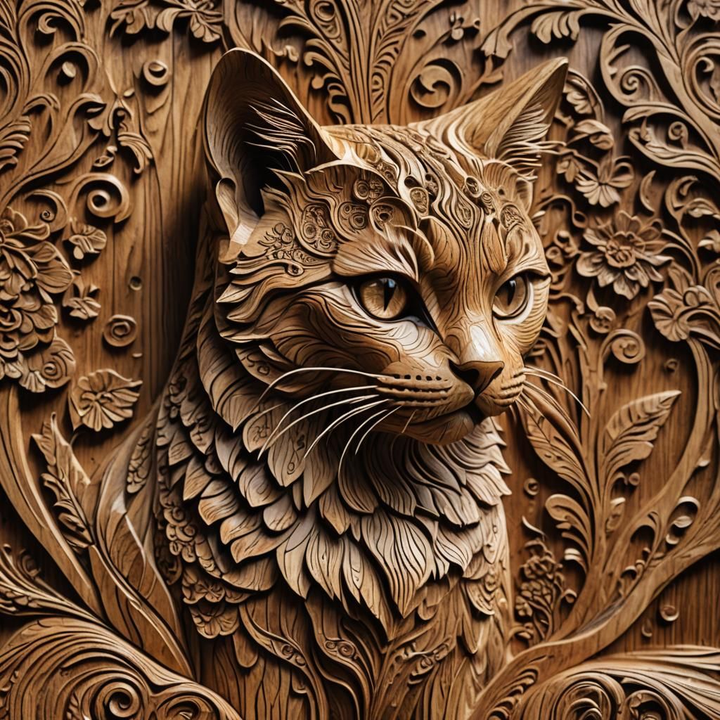 Wooden Cat  by @The Cat Collector