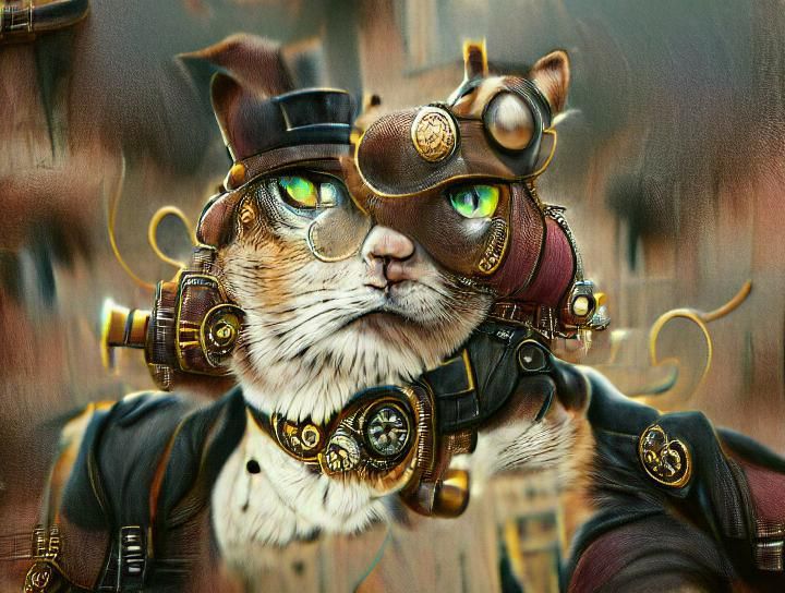 Steampunk cat trending on Artstation