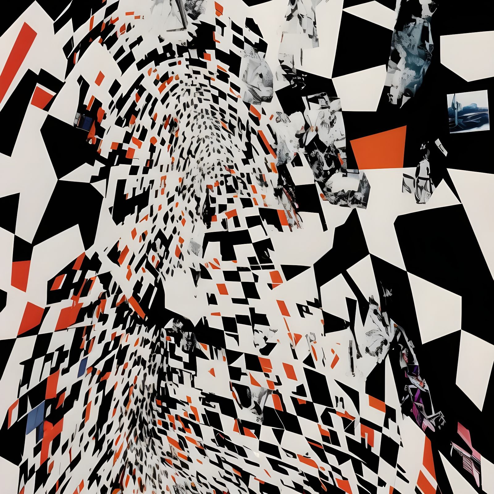 A contemporary artistic collage, made of random geometric se...