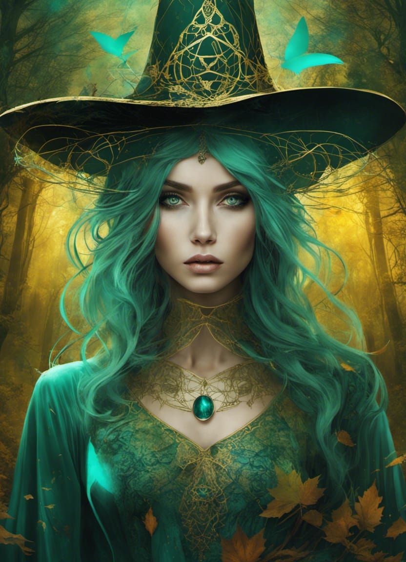 Turquoise Witch - Ai Generated Artwork - Nightcafe Creator