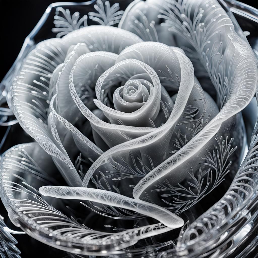 Elegant Rose Ice Sculpture - AI Generated Artwork - NightCafe Creator