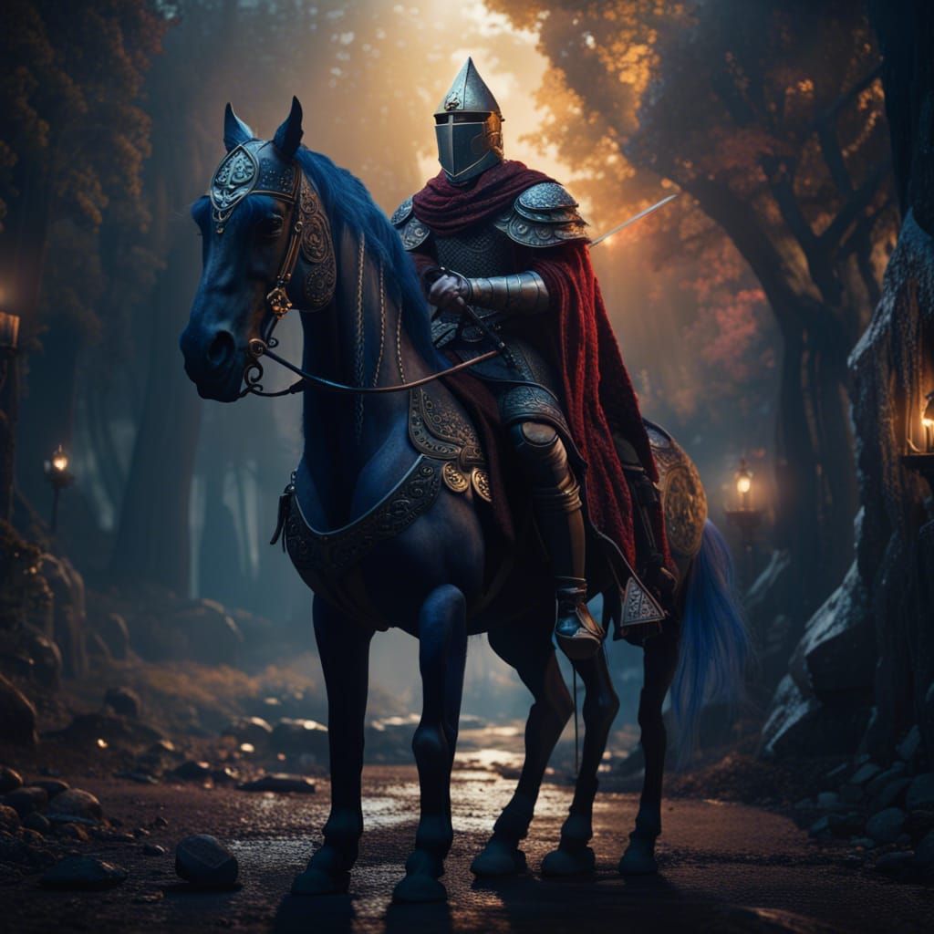 medieval knight with his sword and shield on a horse - AI Generated ...