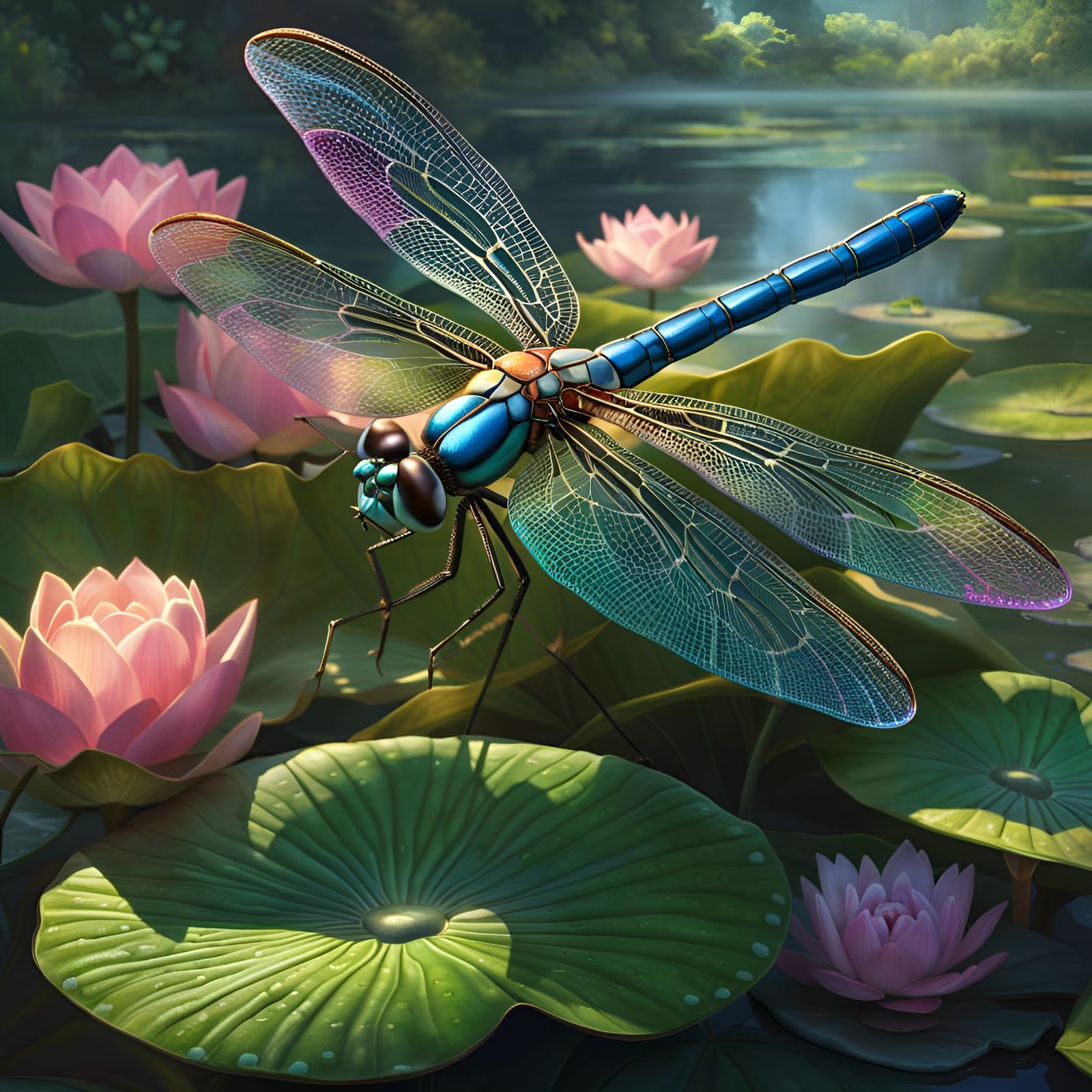 Dragonfly resting on a lilipad  by @Lucy
