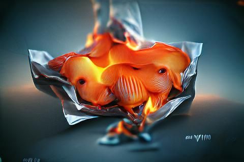 Goldfish on fire VRay
