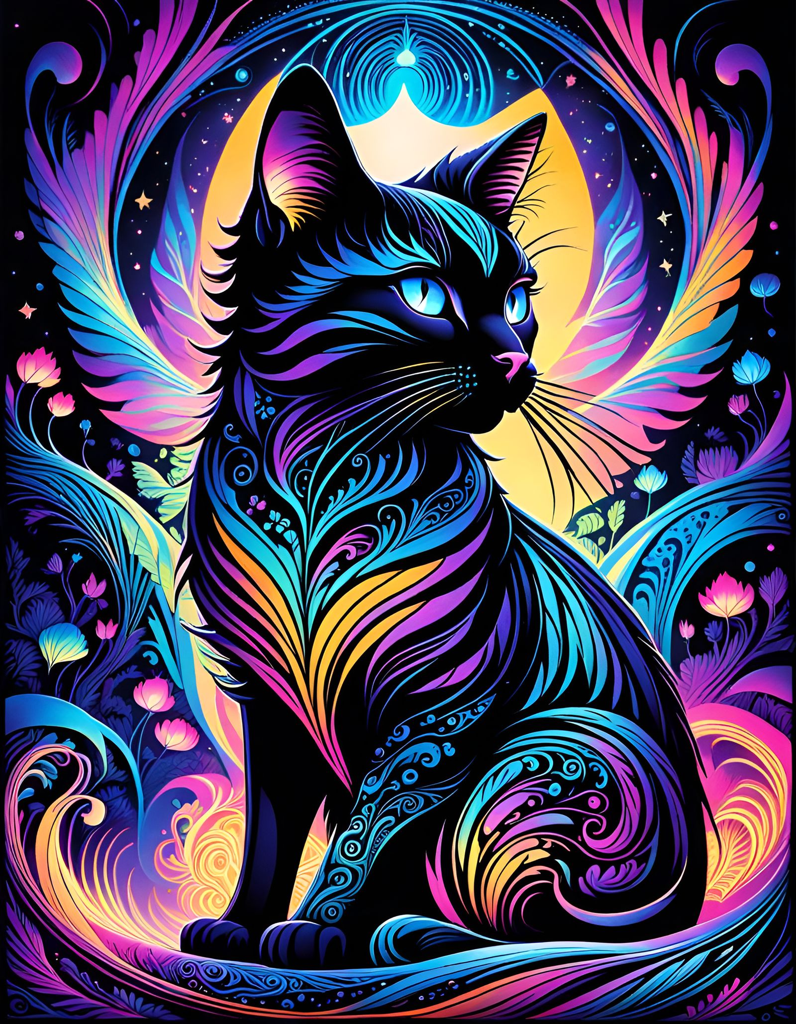 Black Light Black Cat  by @somniamea
