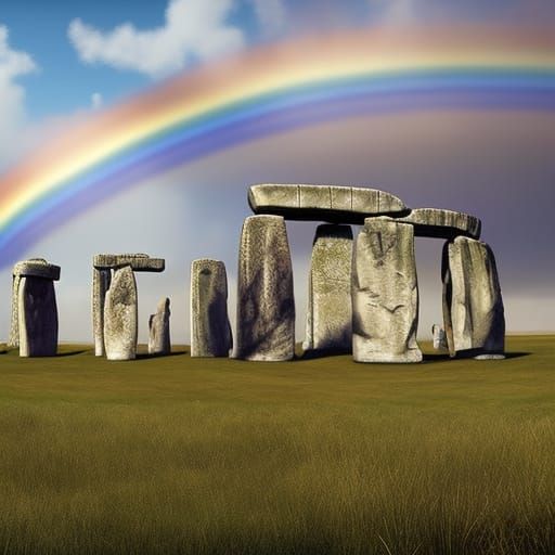 Rainbow over Stonehenge v2 - AI Generated Artwork - NightCafe Creator