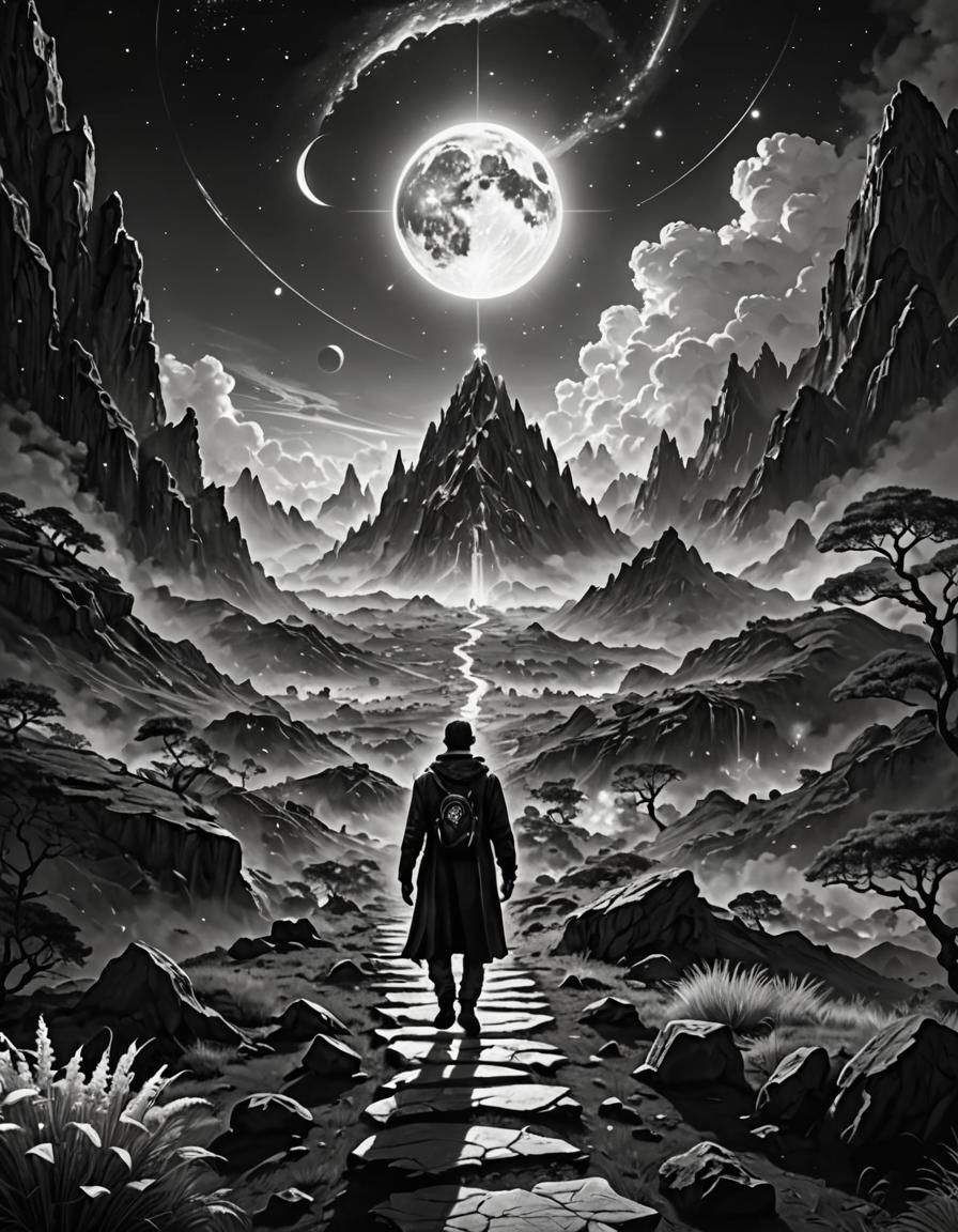 black and white. walking the spiritual path, ascension to ot...