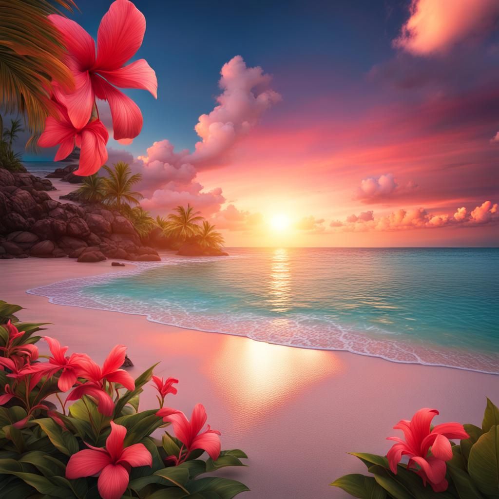 Tropical Flowers - AI Generated Artwork - NightCafe Creator