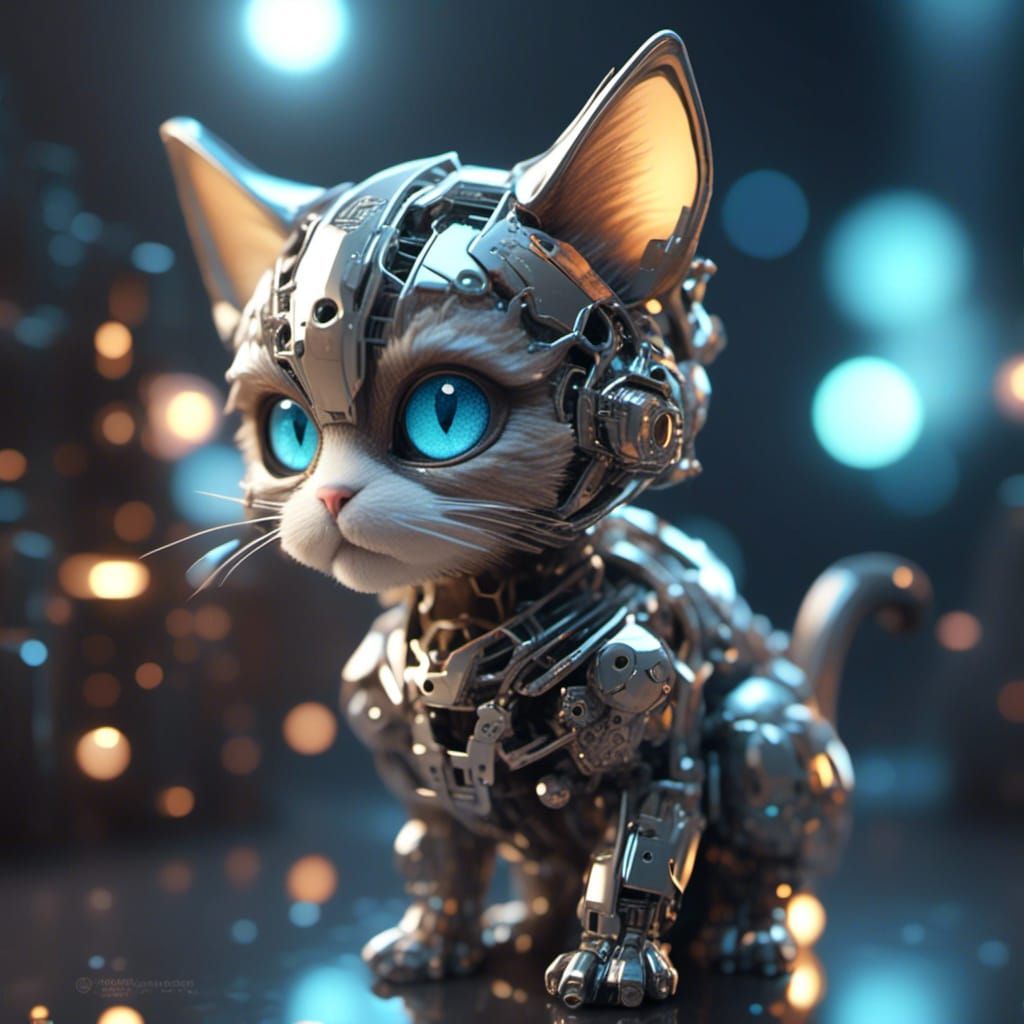<lora:Mesh:1.0> A cute biomechanical kitten, Professional photography, bokeh, natural lighting, canon lens, shot on dslr 64 megapixels sharp...