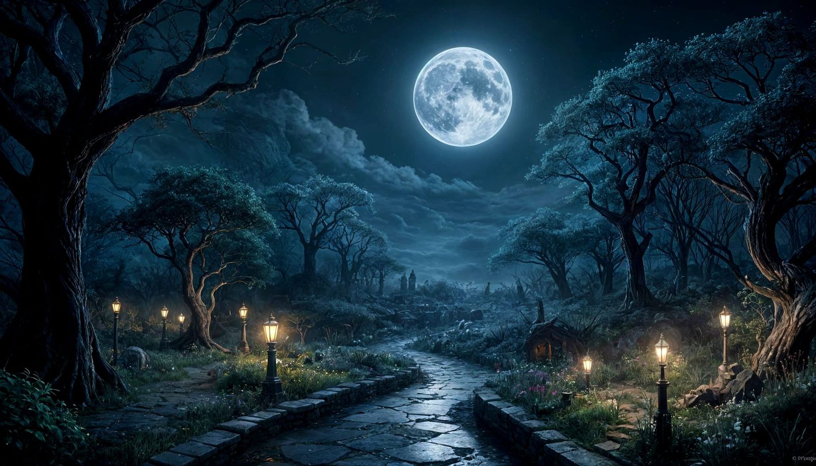 Dark Garden by Moonlight  by @Carlos