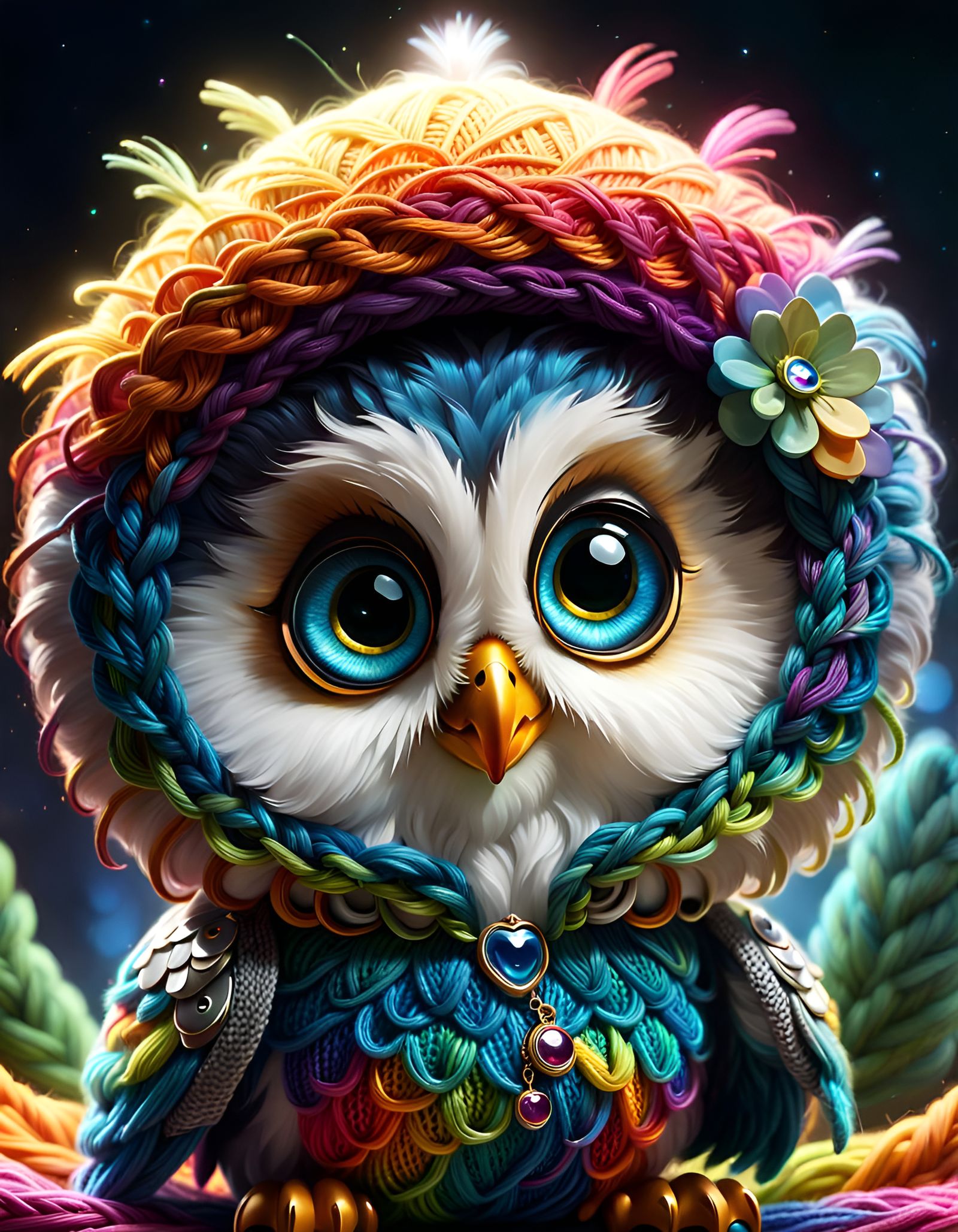 Baby Yarn Owl AI Generated Artwork NightCafe Creator