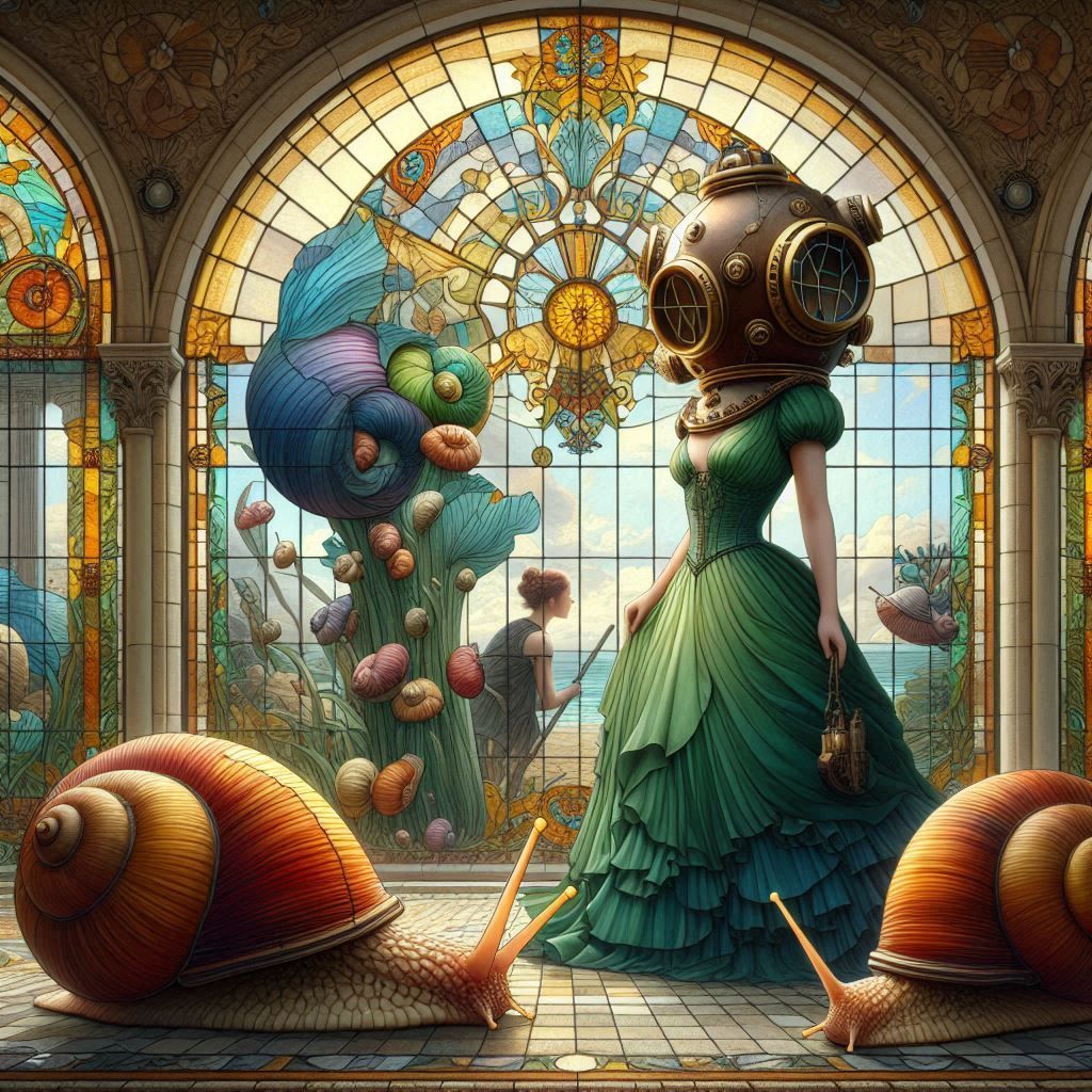 Woman in Green Stained Glass