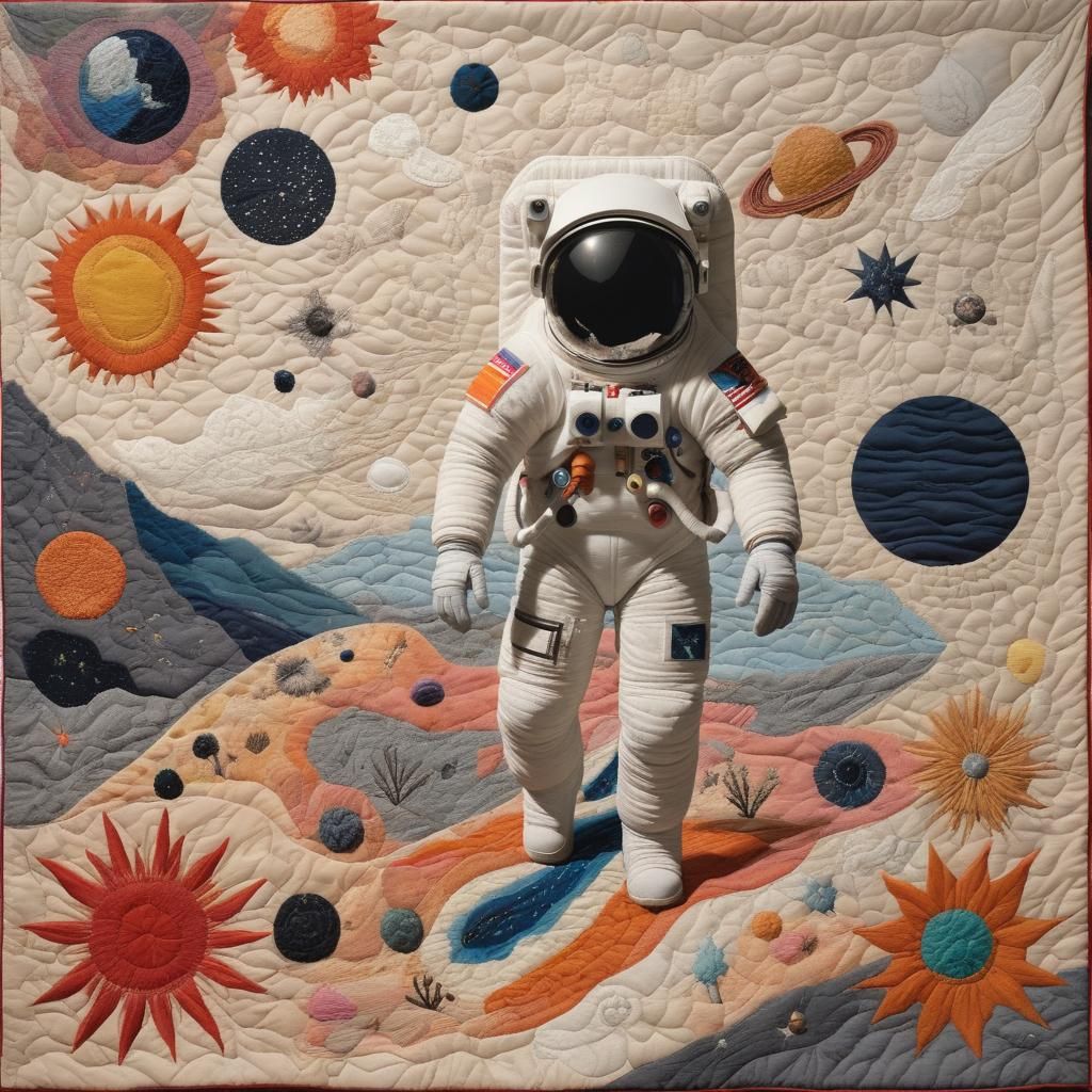 Geologist-ASTRONAUT EXPLORING Space. QUILT. technicolor, Embroidered Cottagecore, Lorna Simpson, Leonora ...  by @Krizza