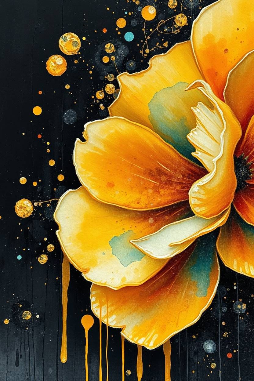 Yellow & Black flower portrait 5