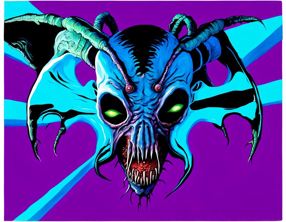 eldritch face hugger ghost wearing a disgusting gory mask ma...