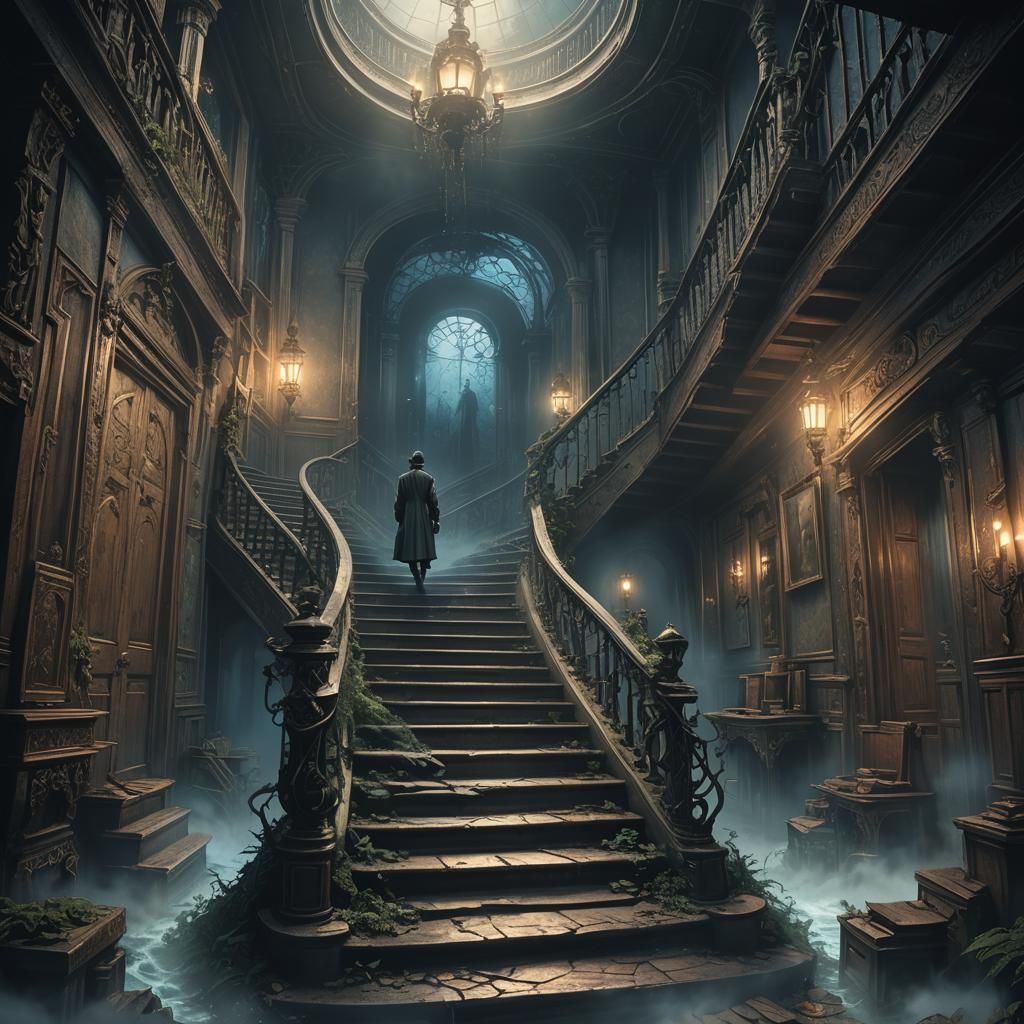 Surreal Anime Horror Art: Rohan Hears Footsteps