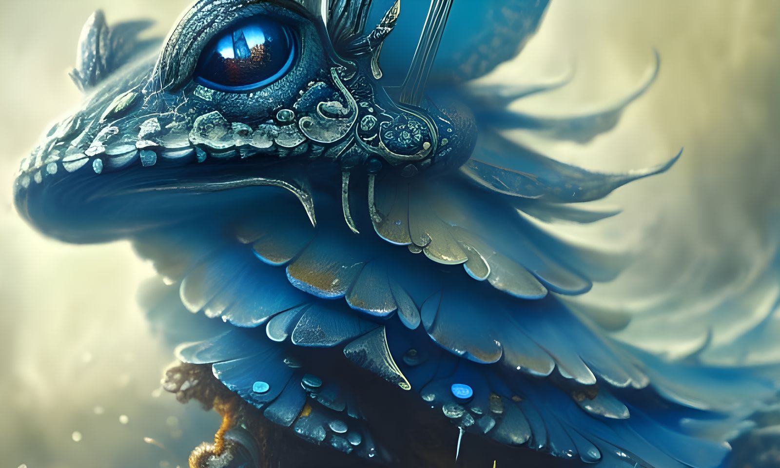 Magical Blue Toadstool Wolf Digital Painting