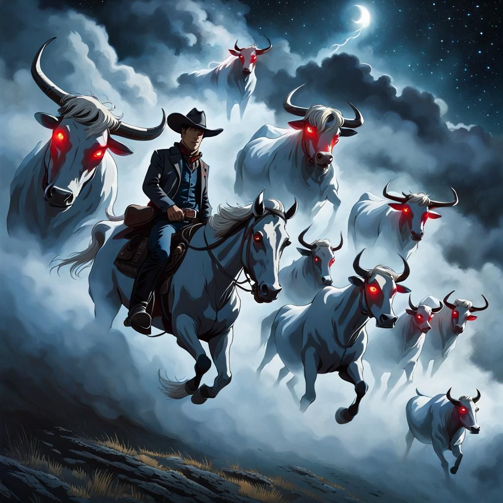 (cowboy watching ghost_cattle running far above the ground:1...