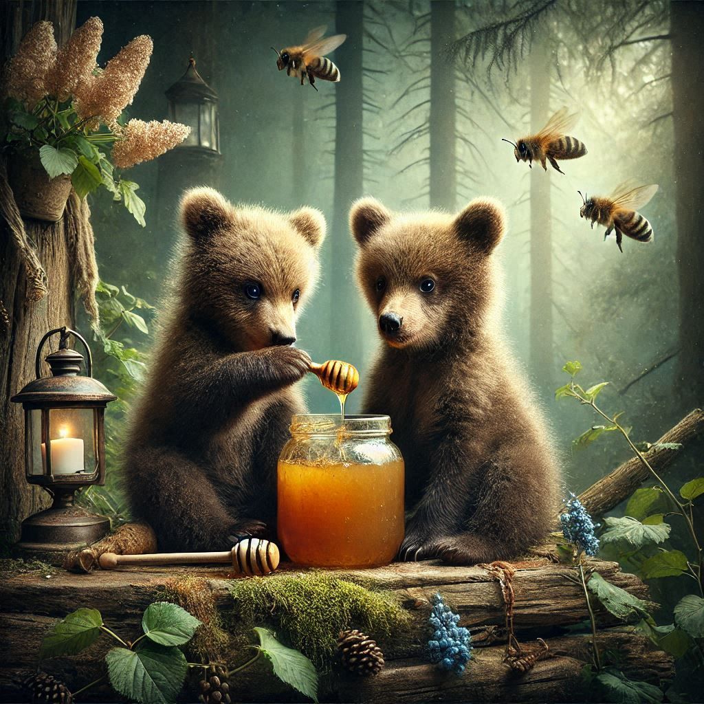 Bears eating honey 3