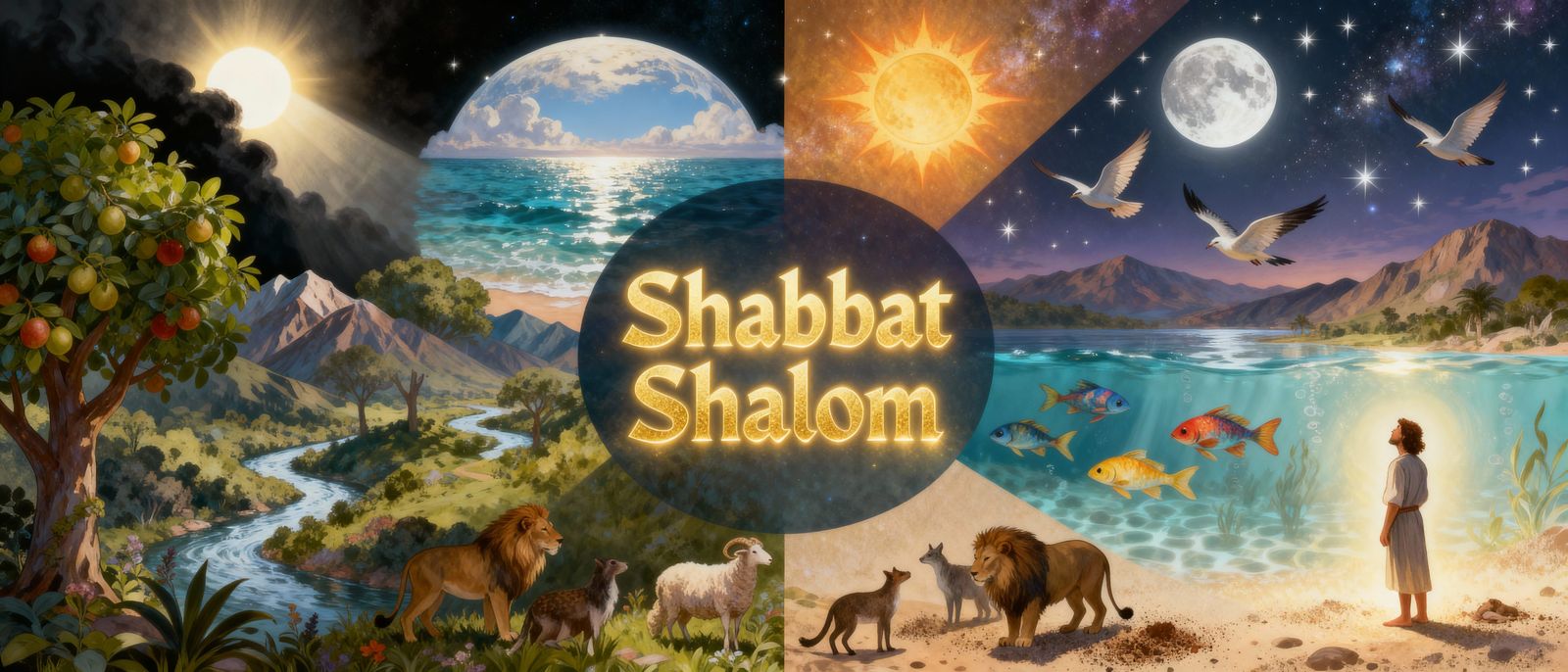 Shabbat Shalom: Golden Calligraphy Amidst Seven Days of Crea...