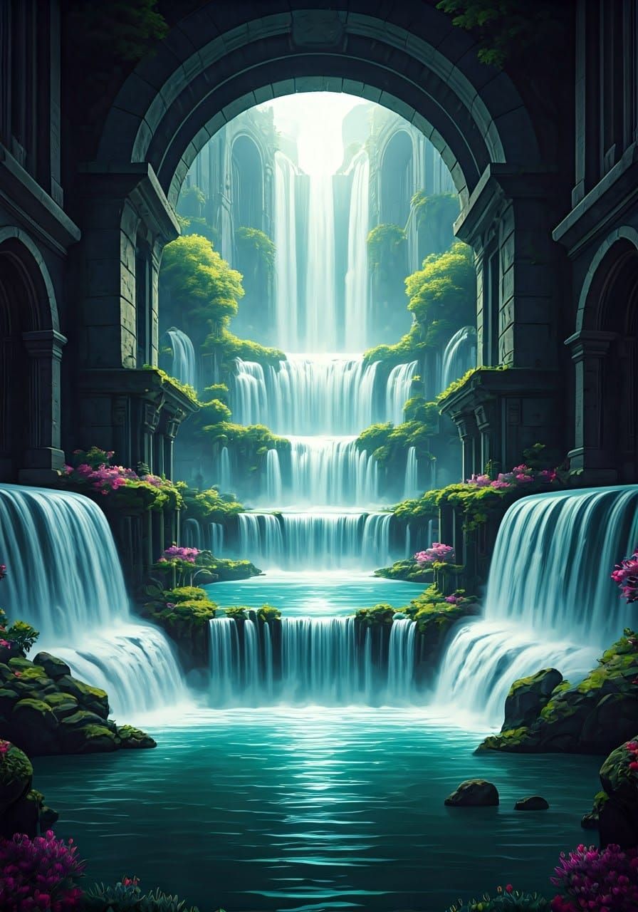 Chambered Waterfall, With Spa Pools.  by @William