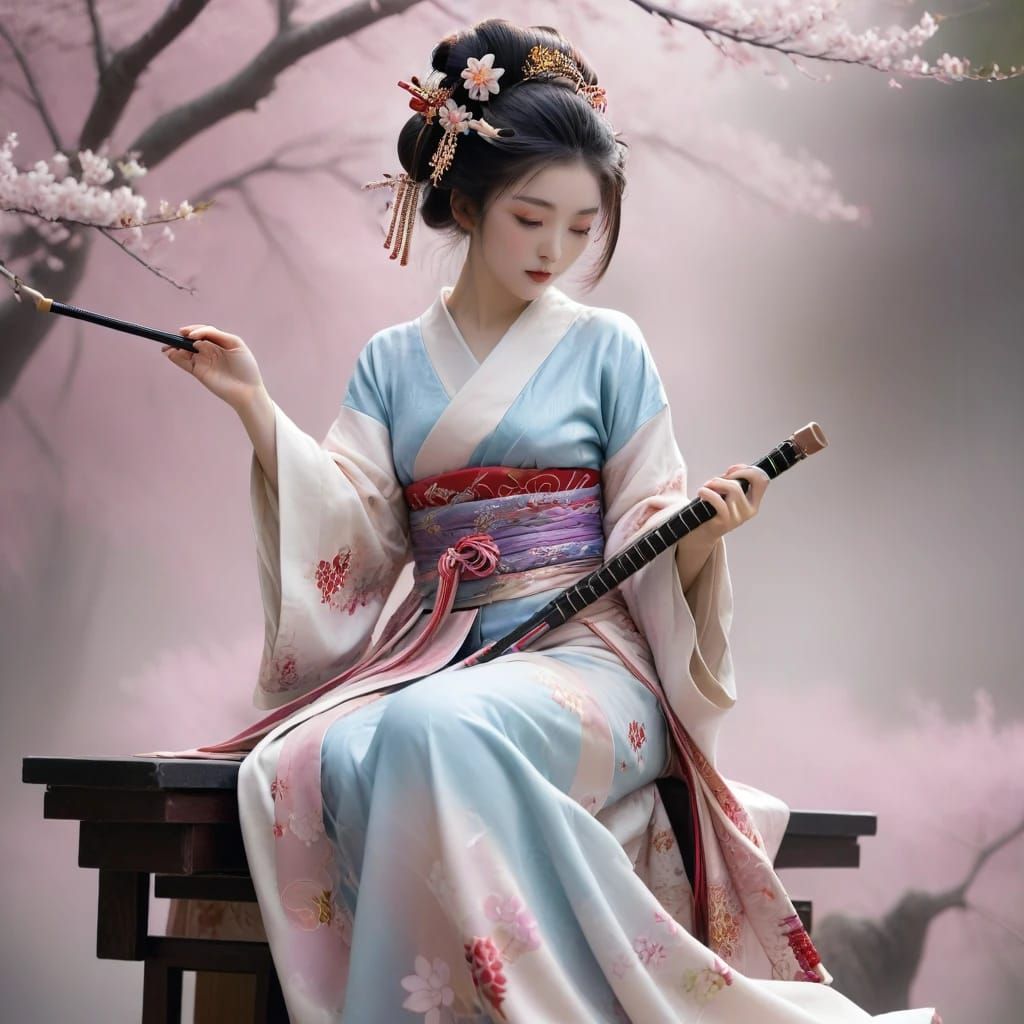 Geisha playing music (Cherry Picker XL LCM)