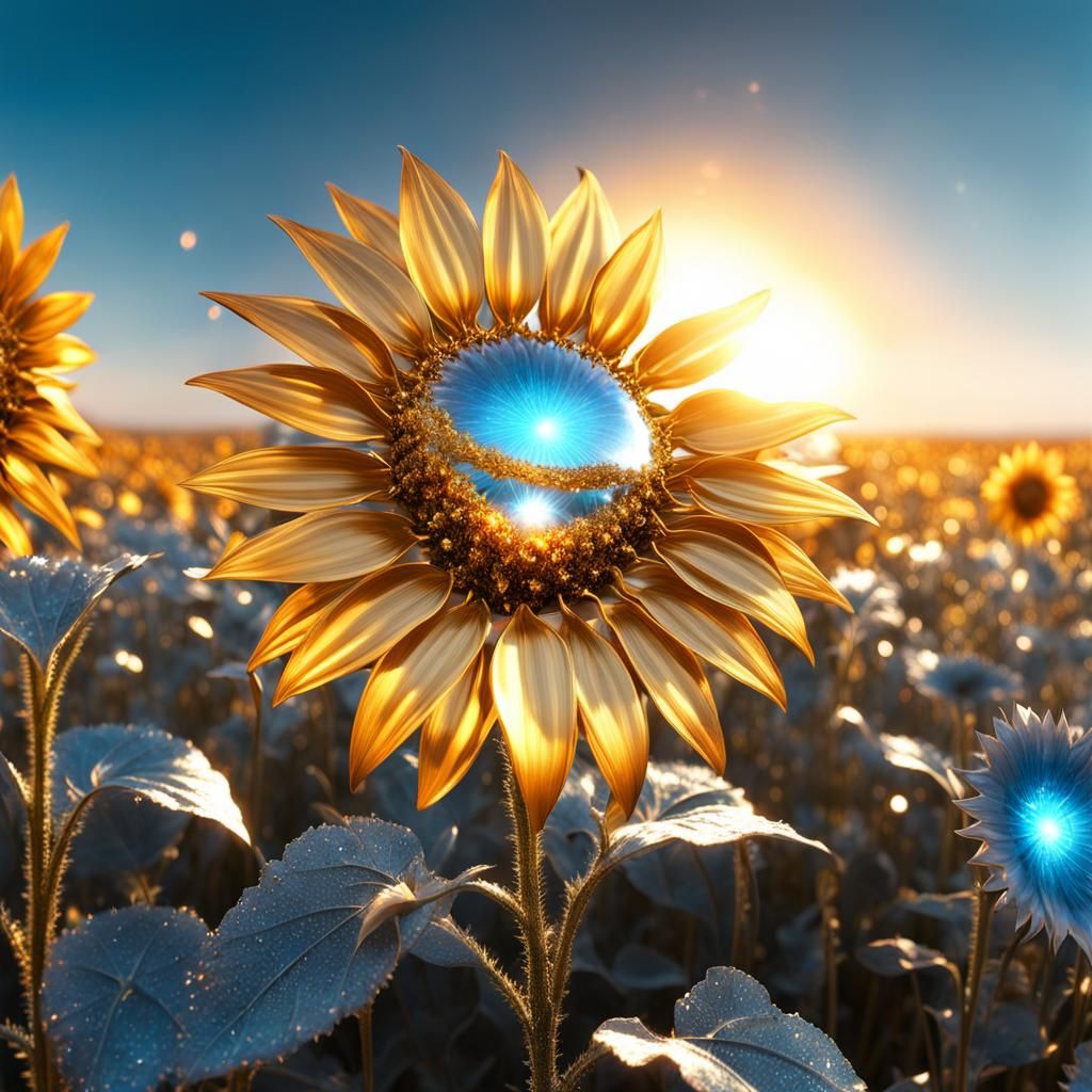 Golden Sunflowers field   by @Alfred Yarny