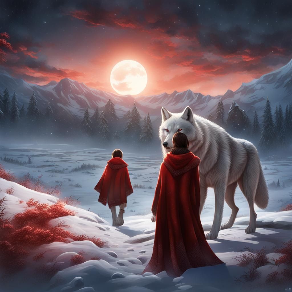 A woman has short brown hair in a snowfield with a large whi...