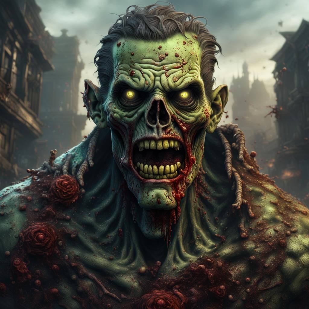 Zombie face, happy
