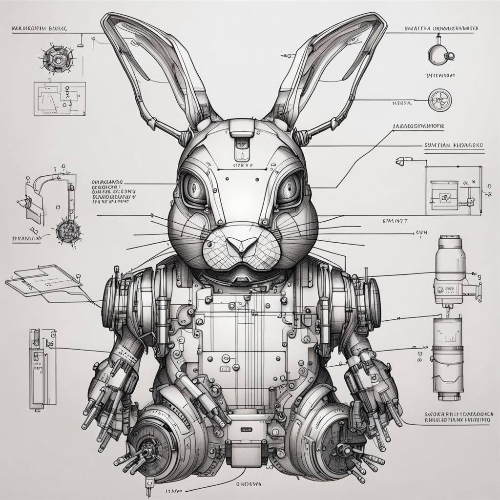 rabbit android assembly drawing  by @Vic Williams