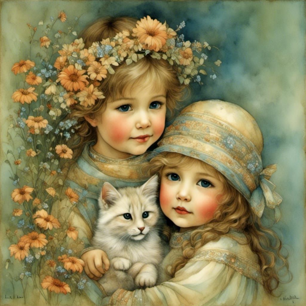 inseparable friends, by Lisi Martin <lora:a wide-eyed world:1.0> 