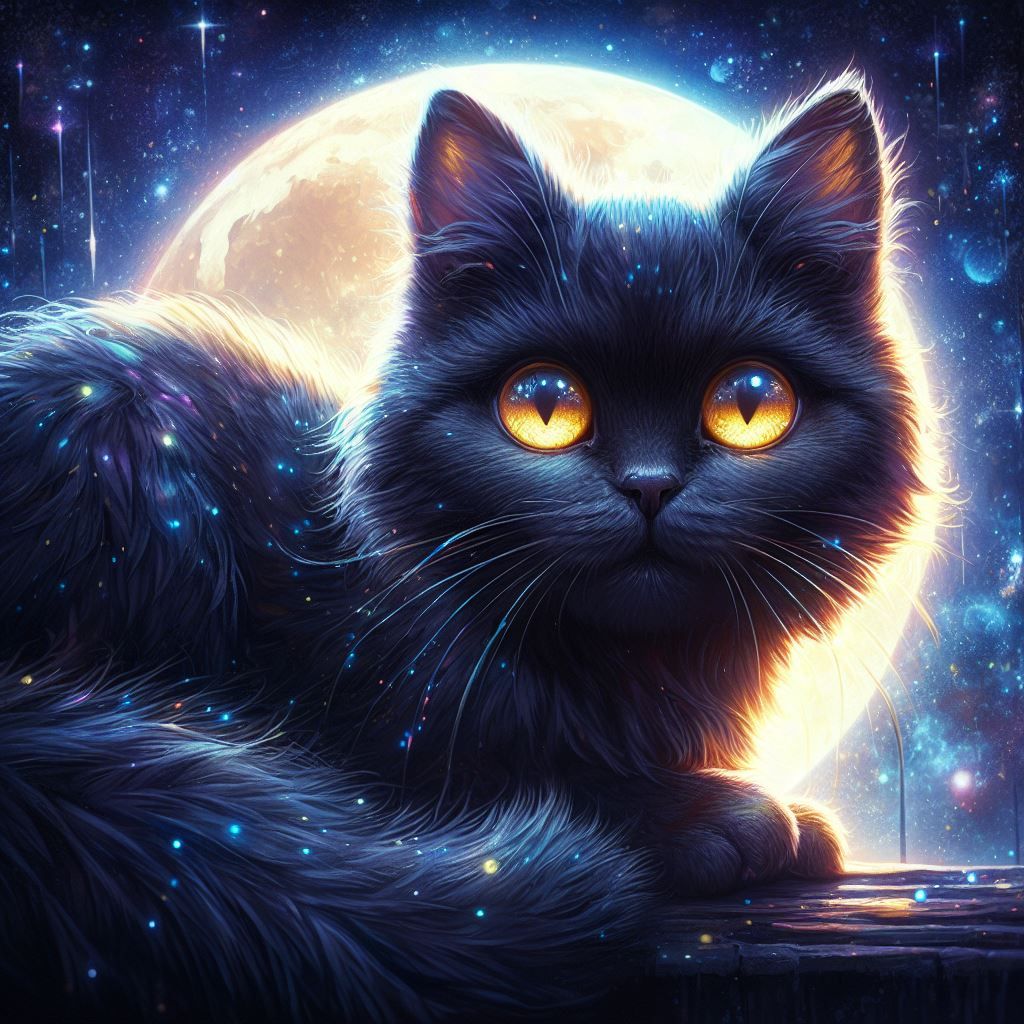 Black Cat & A Fullmoon Rising