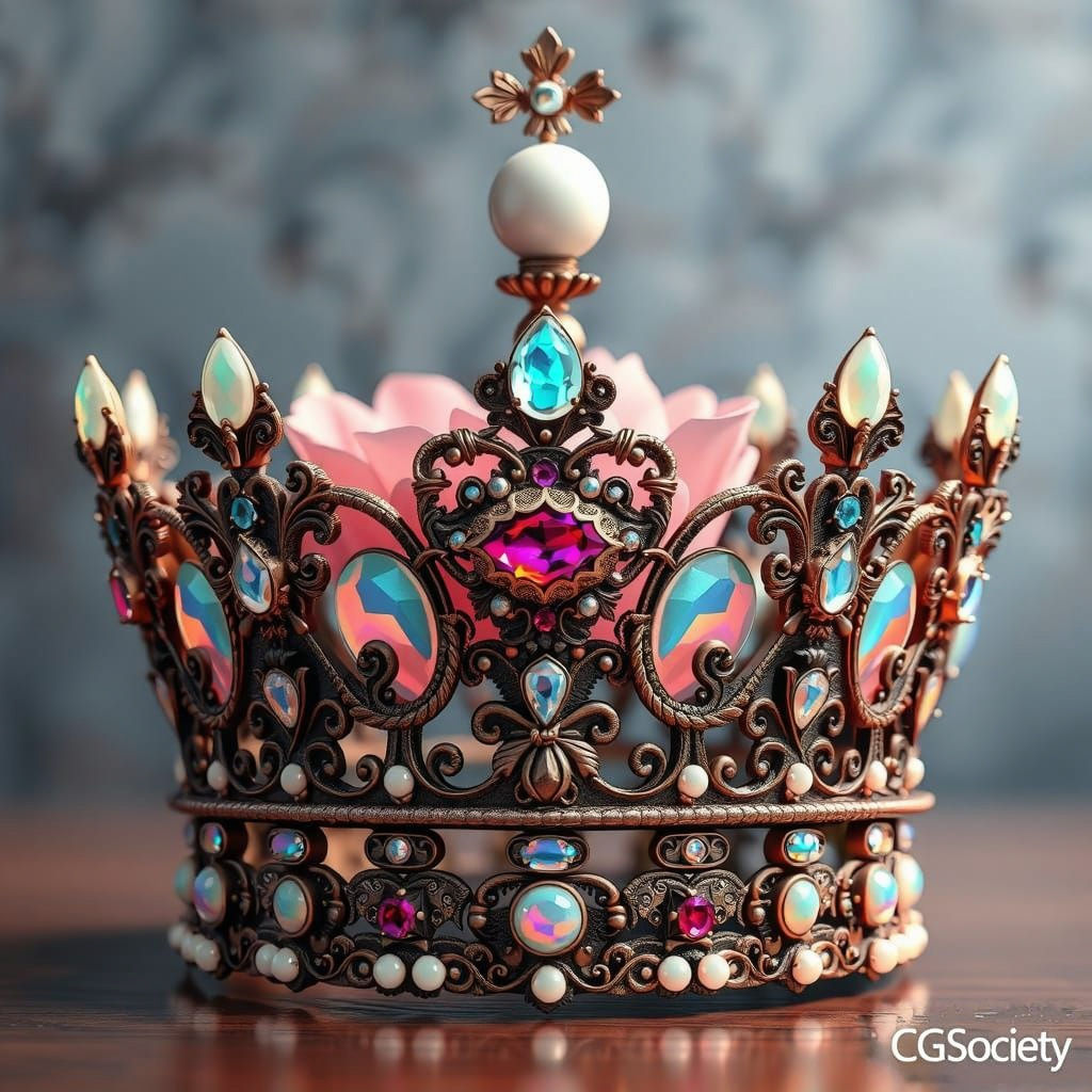 Regal Majesty with Iridescent Gems and Floral Accents