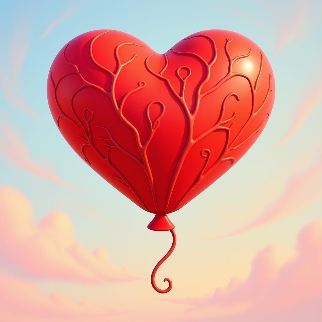 Heart balloon floating into the sky surrealism dendritic Behance HD
