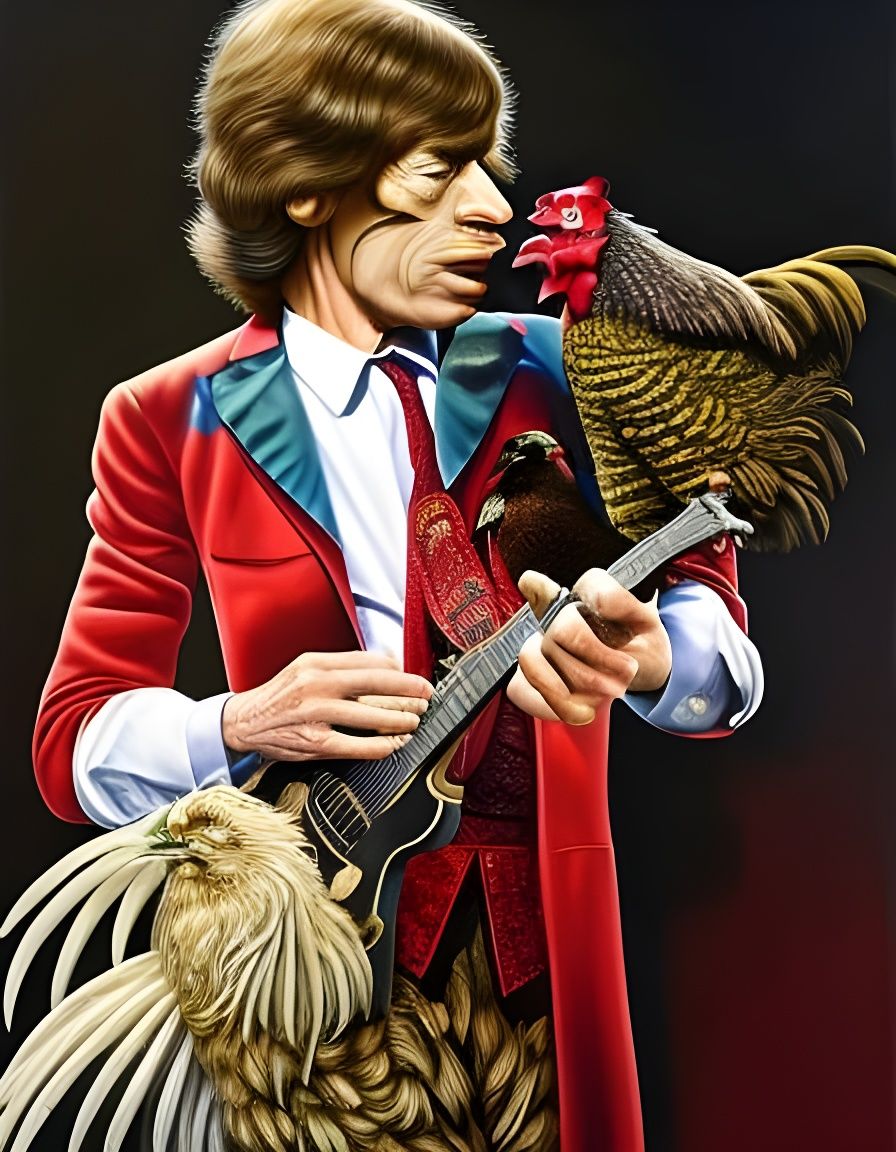 Mick Jagger and his roosters lol AI Generated Artwork NightCafe Creator