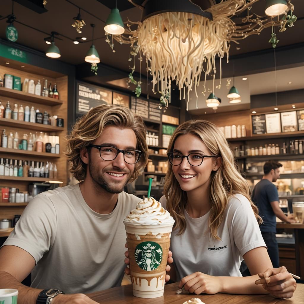 Brown haired man with glasses shares two white chocolate Fra...