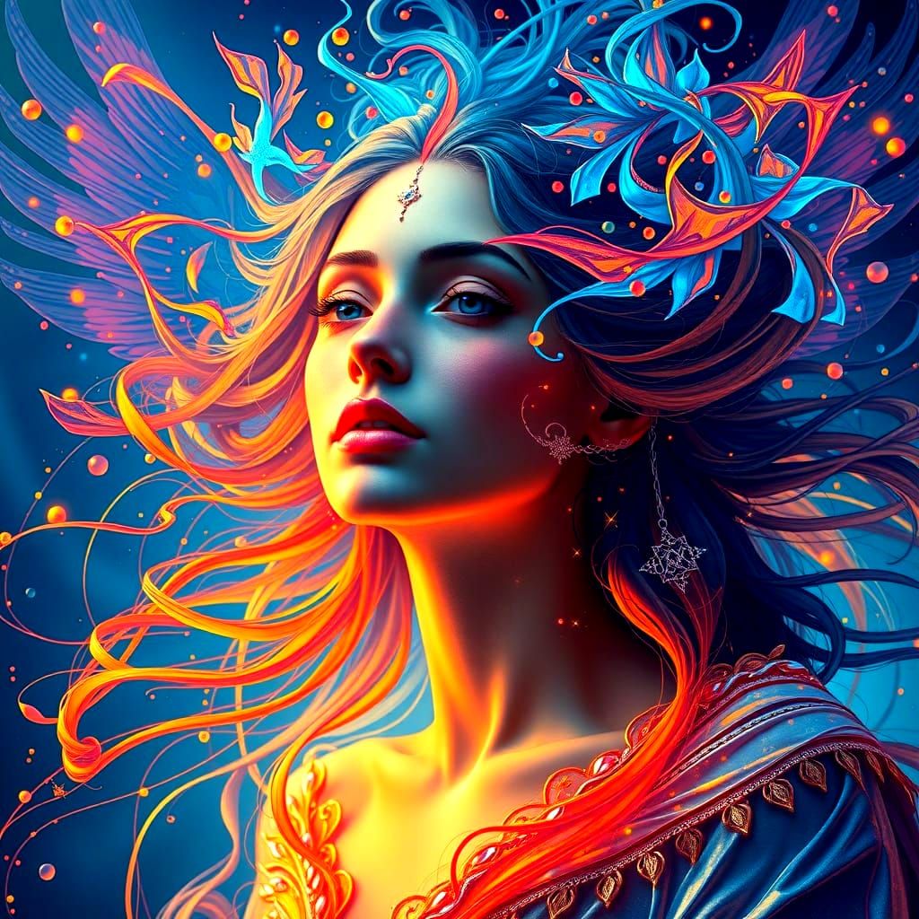 Ethereal Cosmic Ocean in Vibrant Triadic Colors