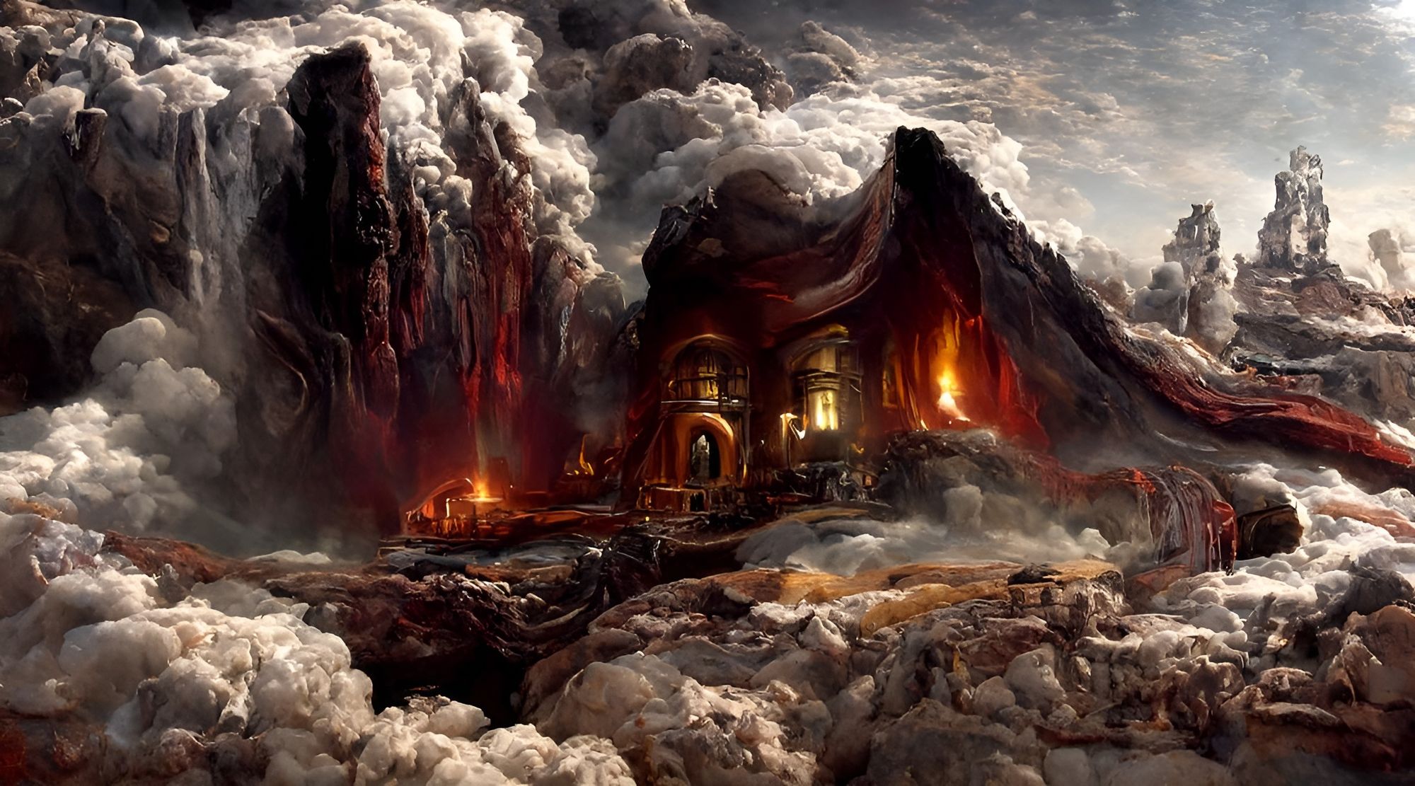 Steampunk Volcano Manor No Start Image AI Generated Artwork   3NXJwJjXTmUwWD1SDWYb 2x 