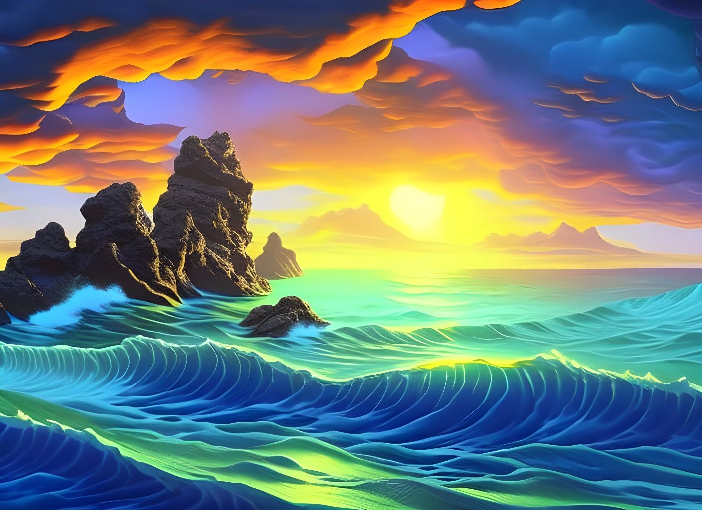 volcanic island oceanscape