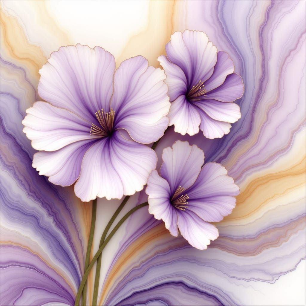 <lora:Liquescence:1.0> mauve flowers, fluid art