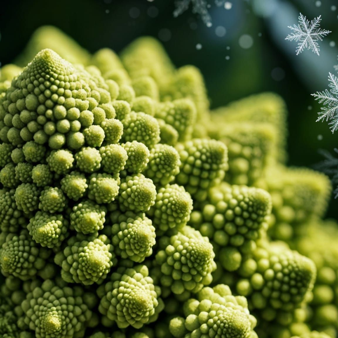 Romanesco Broccoli and Snowflakes  by @Clive