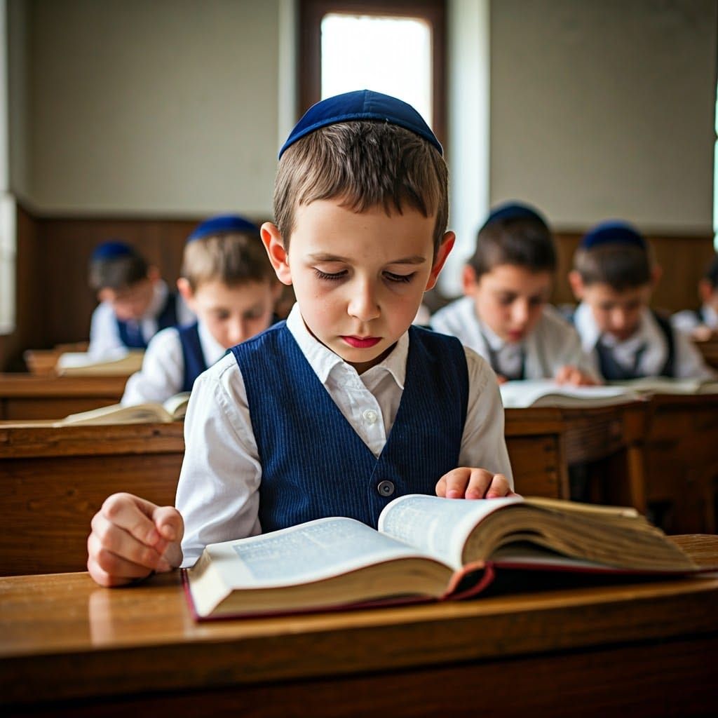 Lithuanian Jewish Children Studying Torah