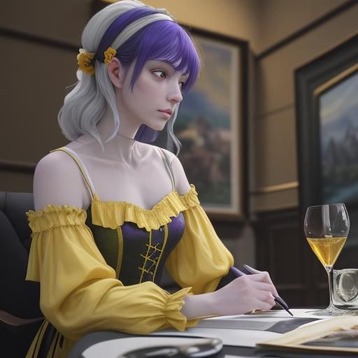 renaissance painting yellow and purple yellow and blue deep ...