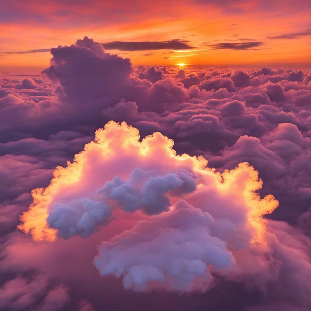 Flower made entirely of clouds at sunset