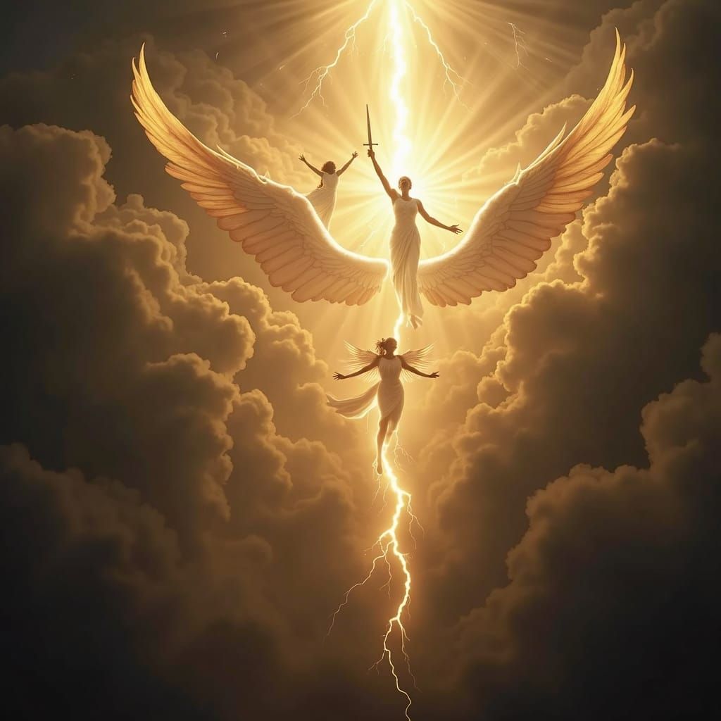 Angels of light descend from Heaven 