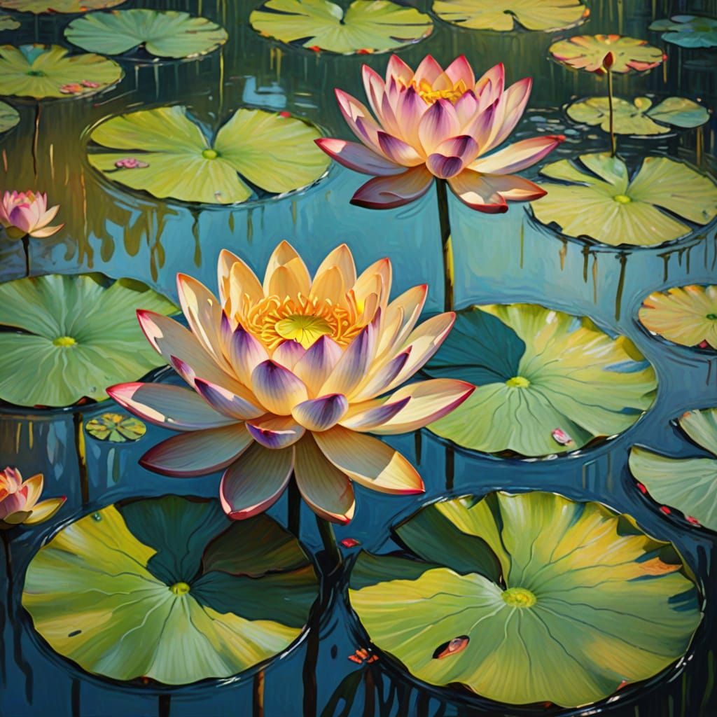 A large colorful lotus flower in nature   by @Edith 