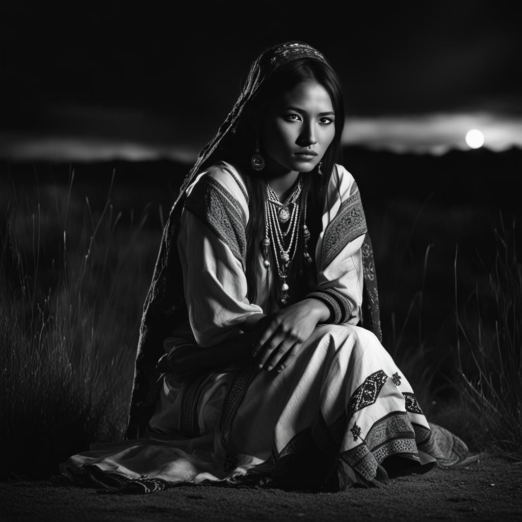 Native american beauty. Cheyenne woman, traditional clothing. - AI ...