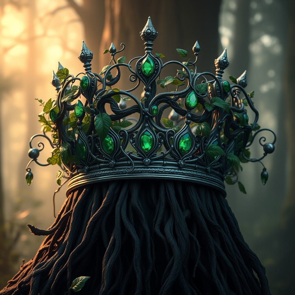 Mystical Forest Crown in High-Contrast Fantasy Style